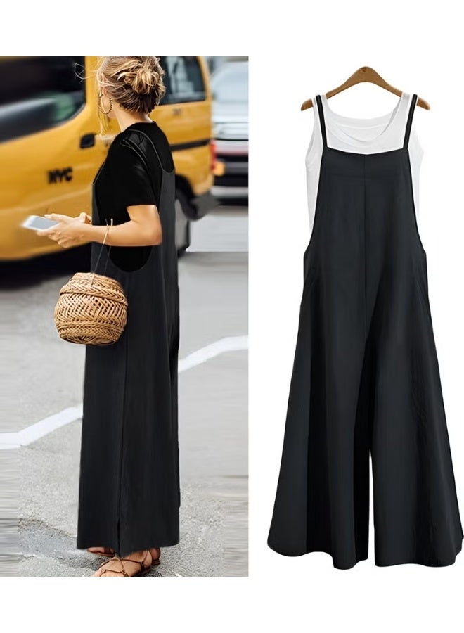 Casual Strappy Loose Cut Summer Women's Linen Jumpsuit
